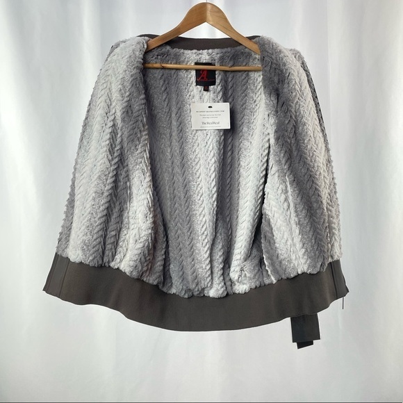 NWT A by Adrienne Landau Faux Fur Reversible Bomber Jacket in Grey Size XS - Picture 4 of 10